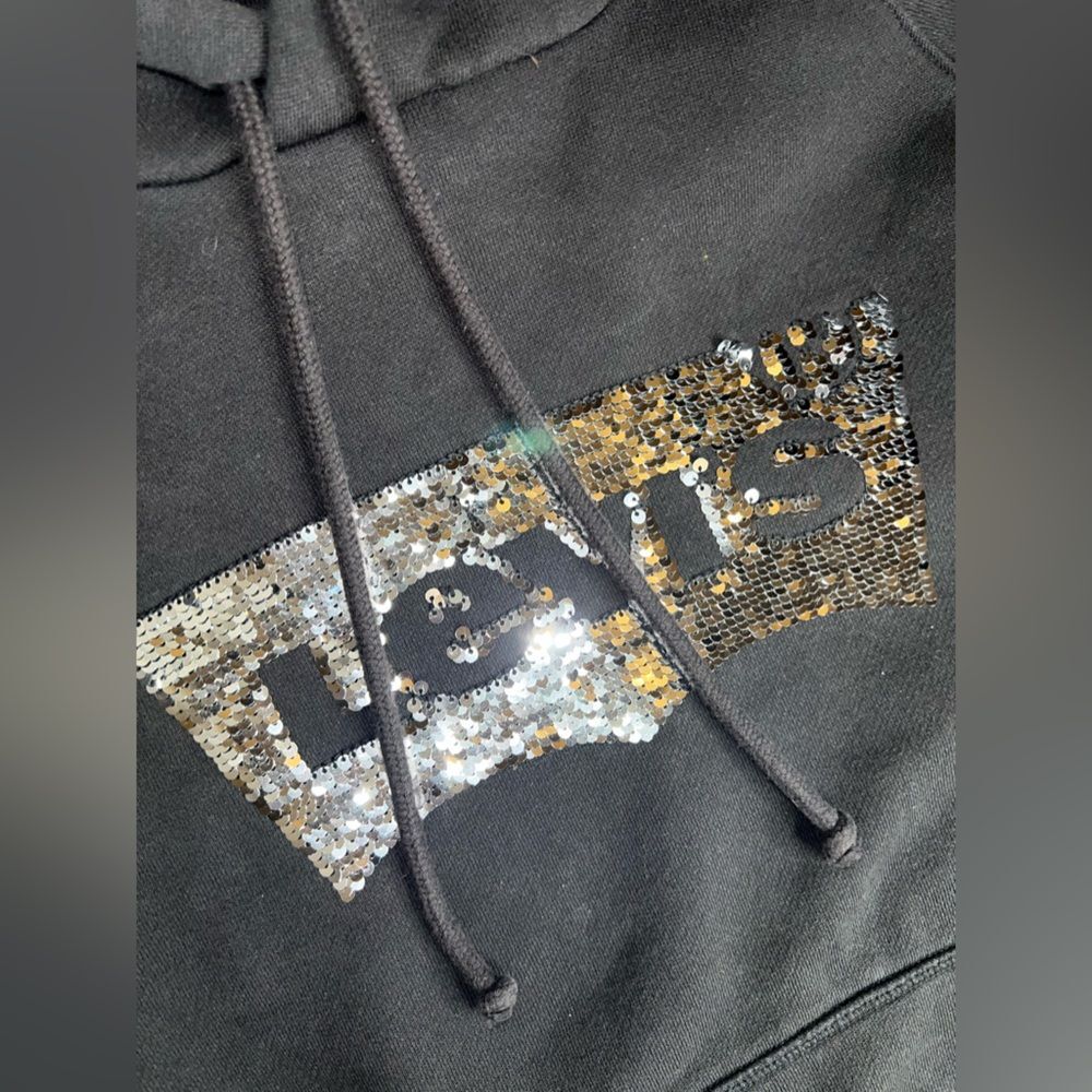 Levi’s Solid Black With Silver Sequins Logo Hoodi… - image 3